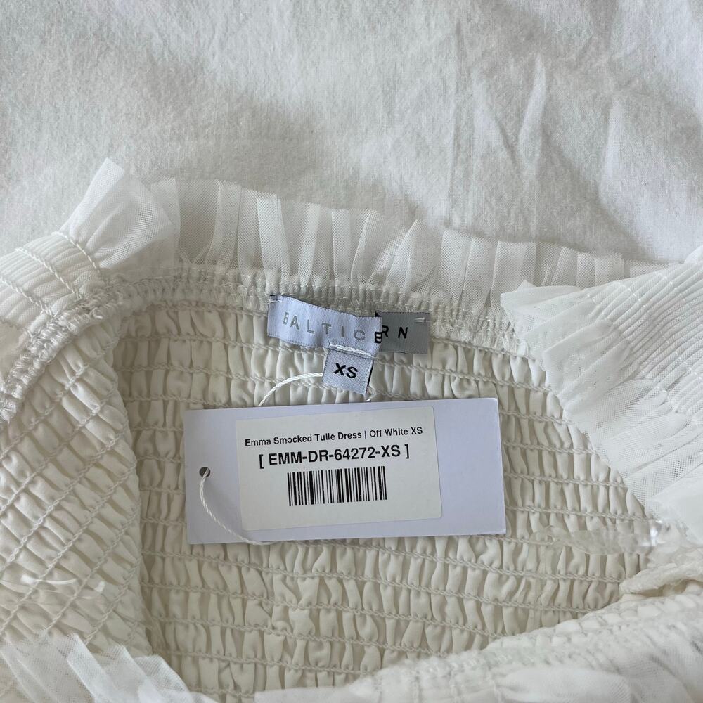 NWT *Baltic Born* Emma Smocked Tulle Tiered Midi Dress | Off White | Size XS - Picture 5 of 9